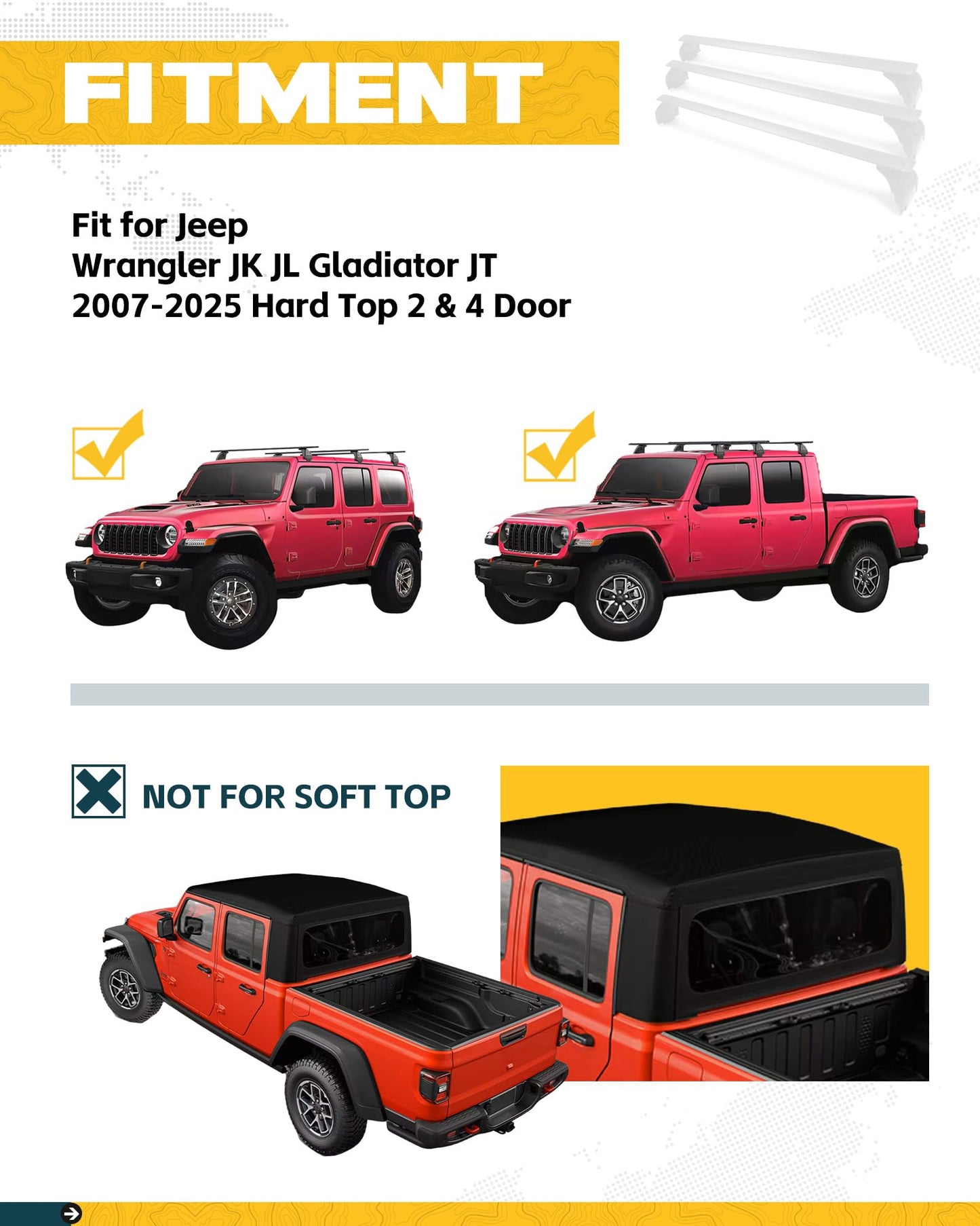 Trumgeta 330lb Roof Racks - Jeep Wrangler JK JL Gladiator 2007-2026
