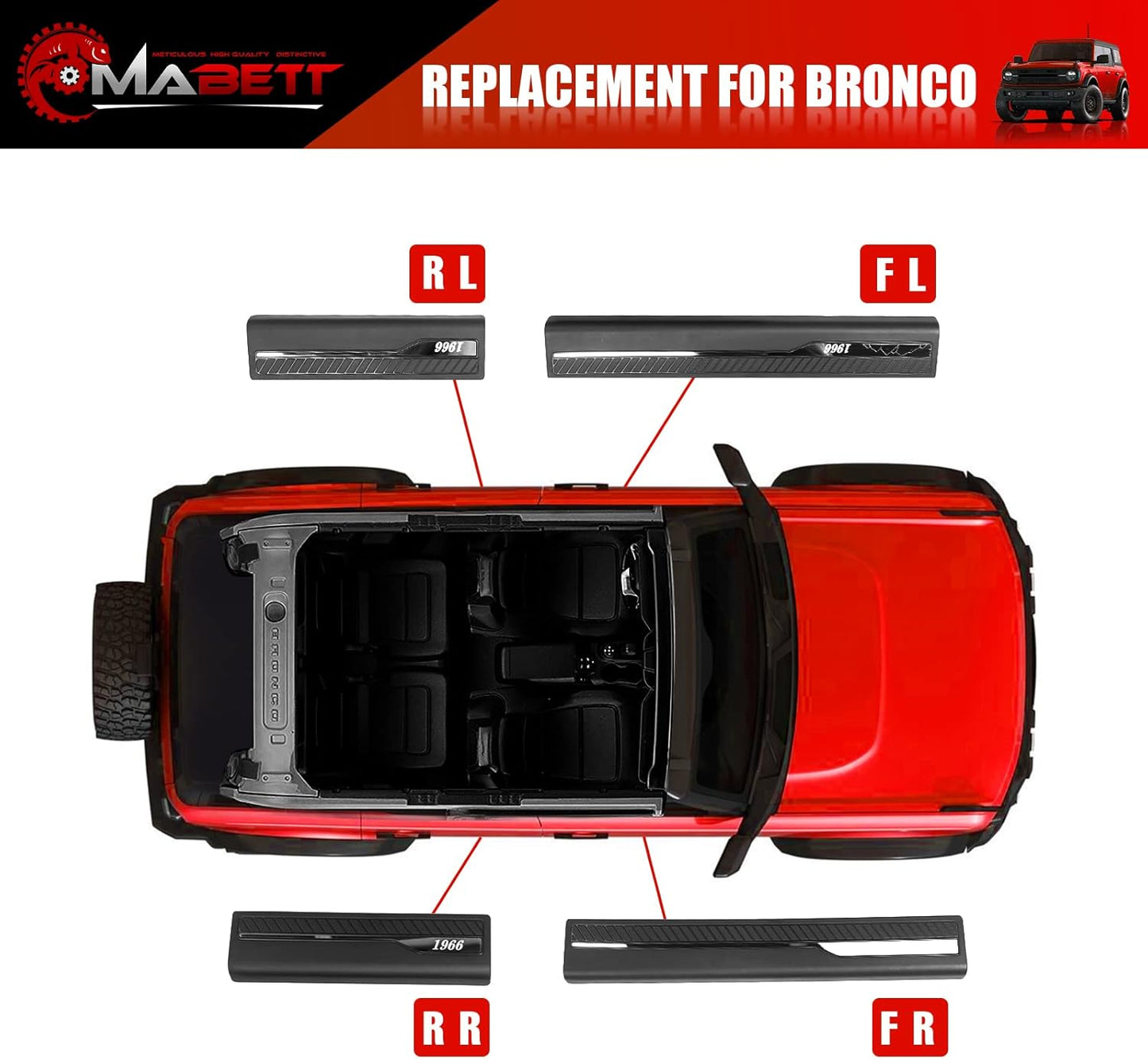 Door Edge Guards for Ford Bronco Accessories 2021-2025 4 Door, Bronco Door Sill Protectors