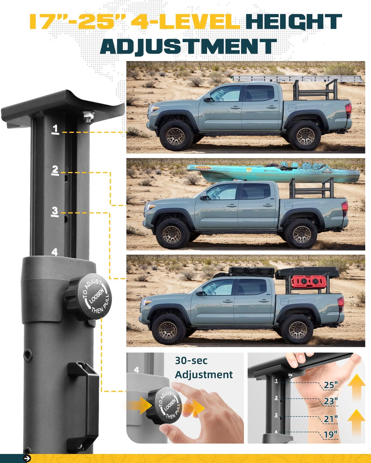 Trumgeta 800lb Truck Ladder Rack - Tacoma Gladiator Mid-Size