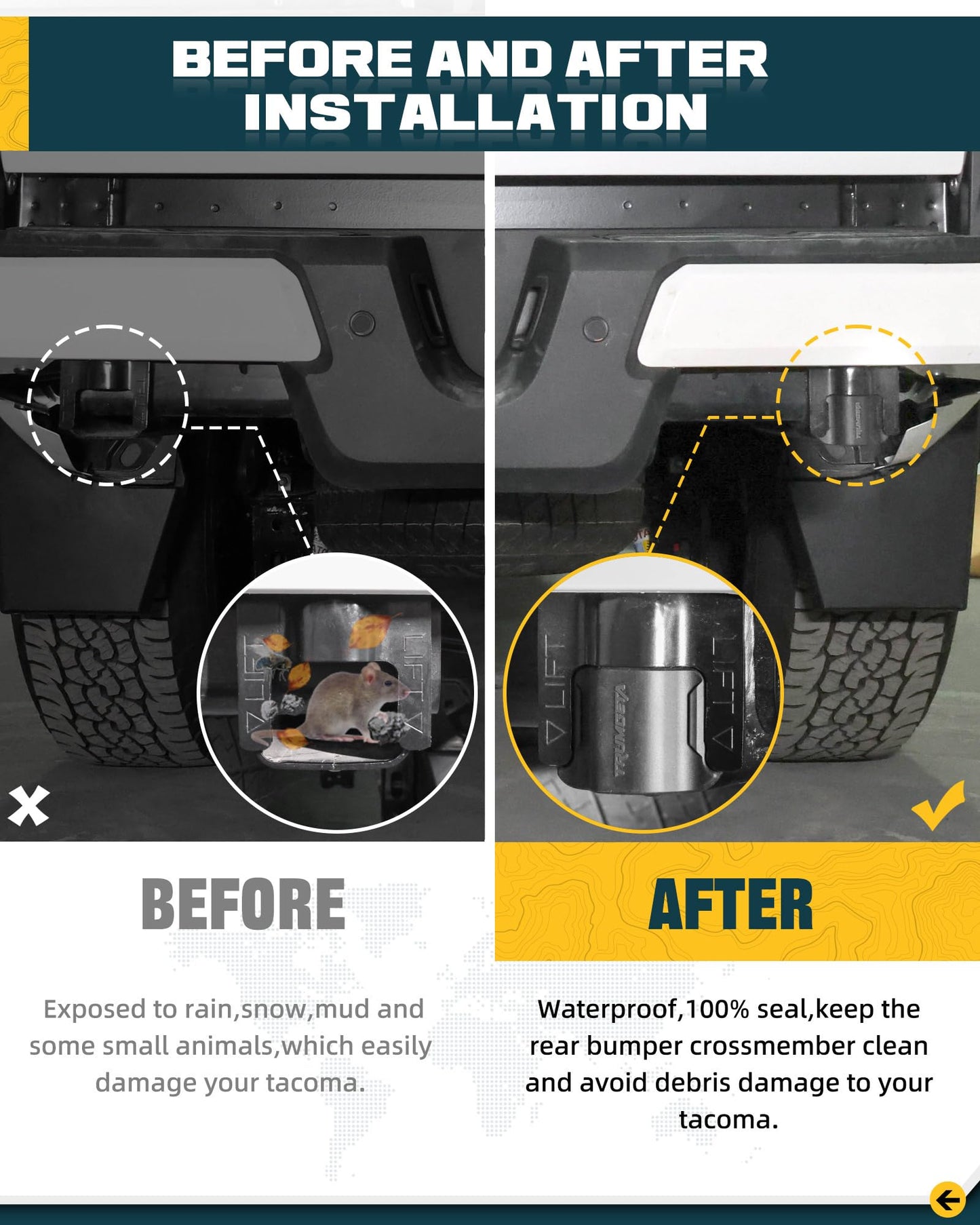 Trumgeta Rear Bumper End Caps - 2024-2026 Toyota Tacoma Black