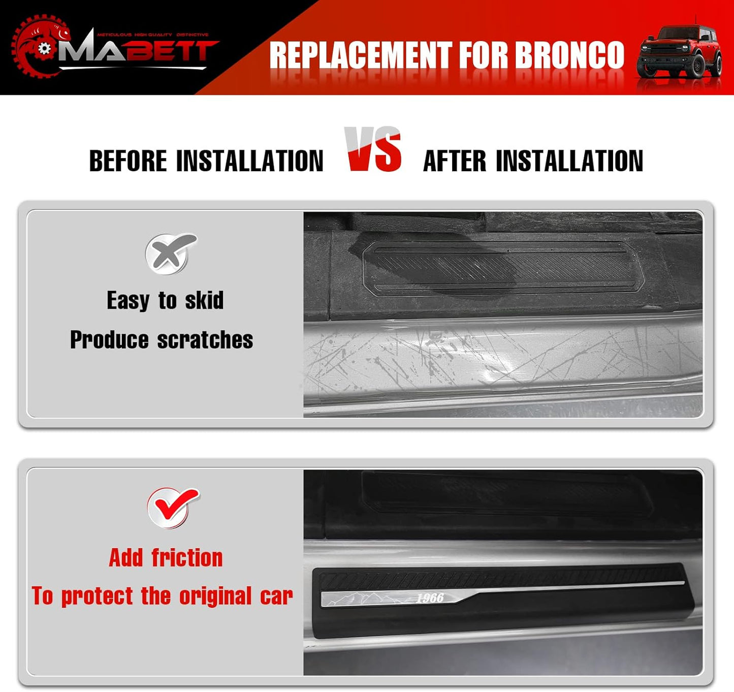 Door Edge Guards for Ford Bronco Accessories 2021-2025 4 Door, Bronco Door Sill Protectors