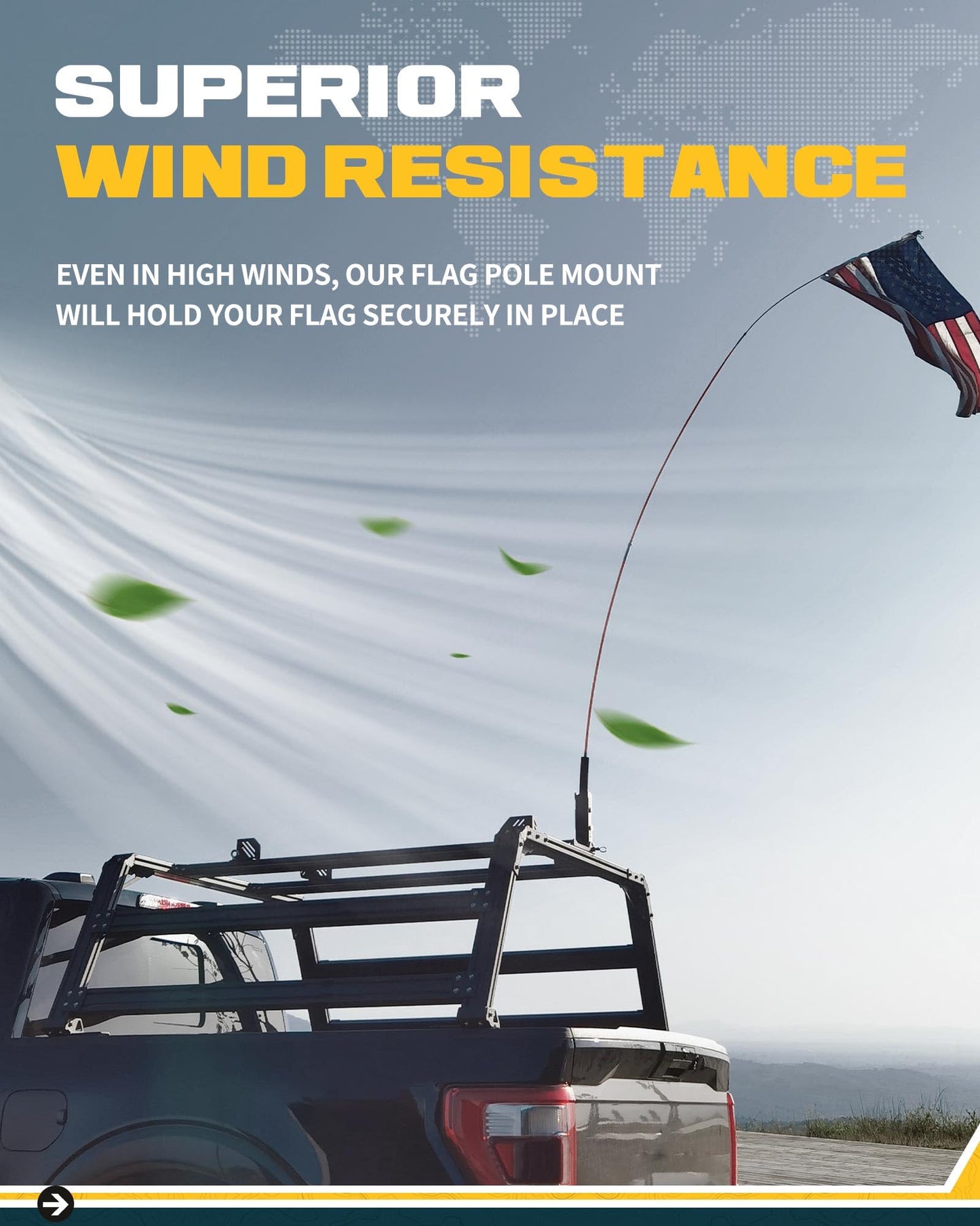 Trumgeta Foldable Flag Pole Mount - Universal Truck SUV Roof Rack