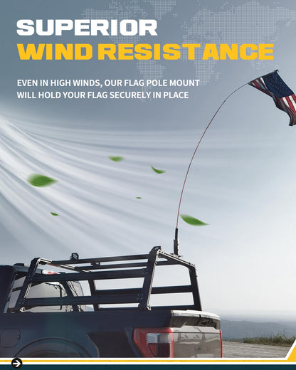 Trumgeta Foldable Flag Pole Mount - Universal Truck SUV Roof Rack