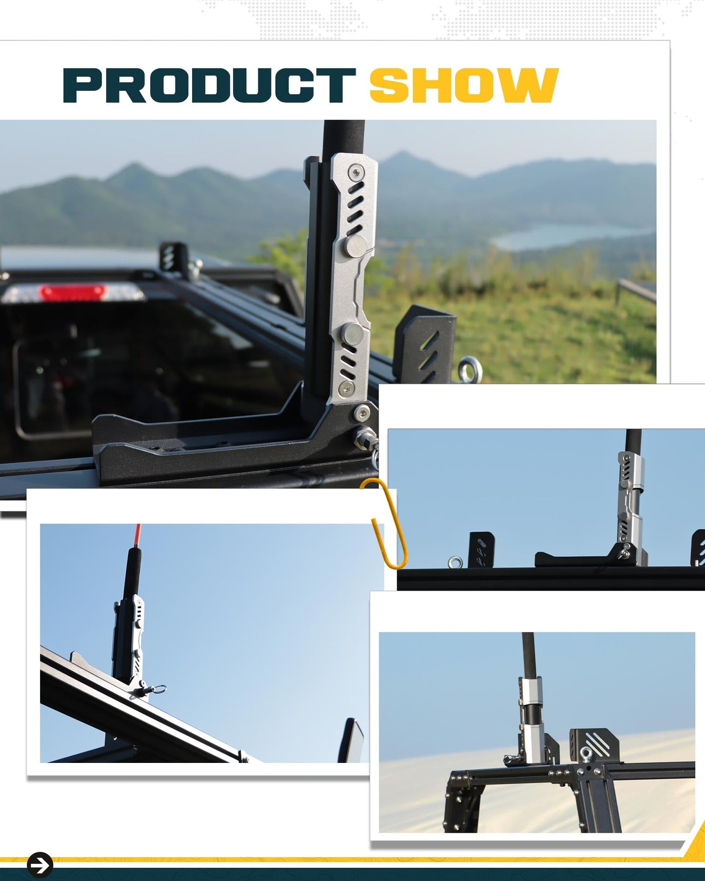 Trumgeta Foldable Flag Pole Mount - Universal Truck SUV Roof Rack