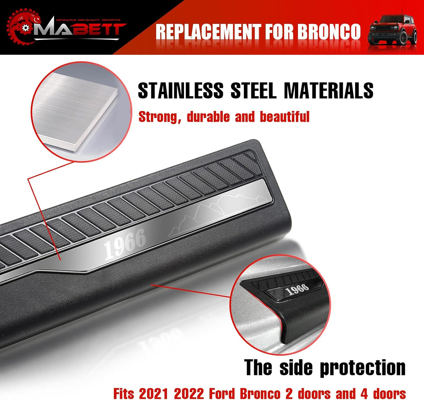 Door Edge Guards for Ford Bronco Accessories 2021-2025 4 Door, Bronco Door Sill Protectors