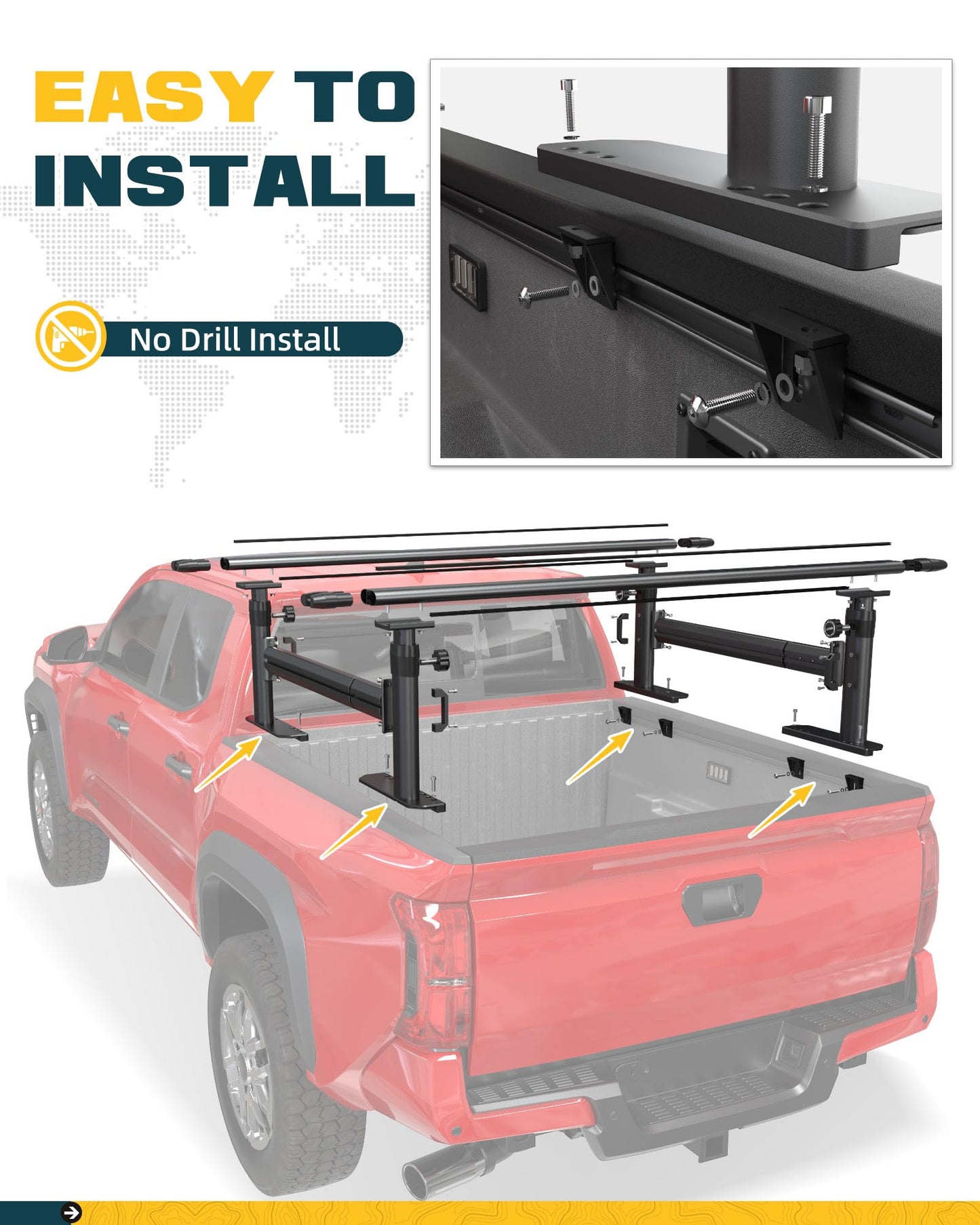 Trumgeta 800lb Truck Ladder Rack - Tacoma Gladiator Mid-Size