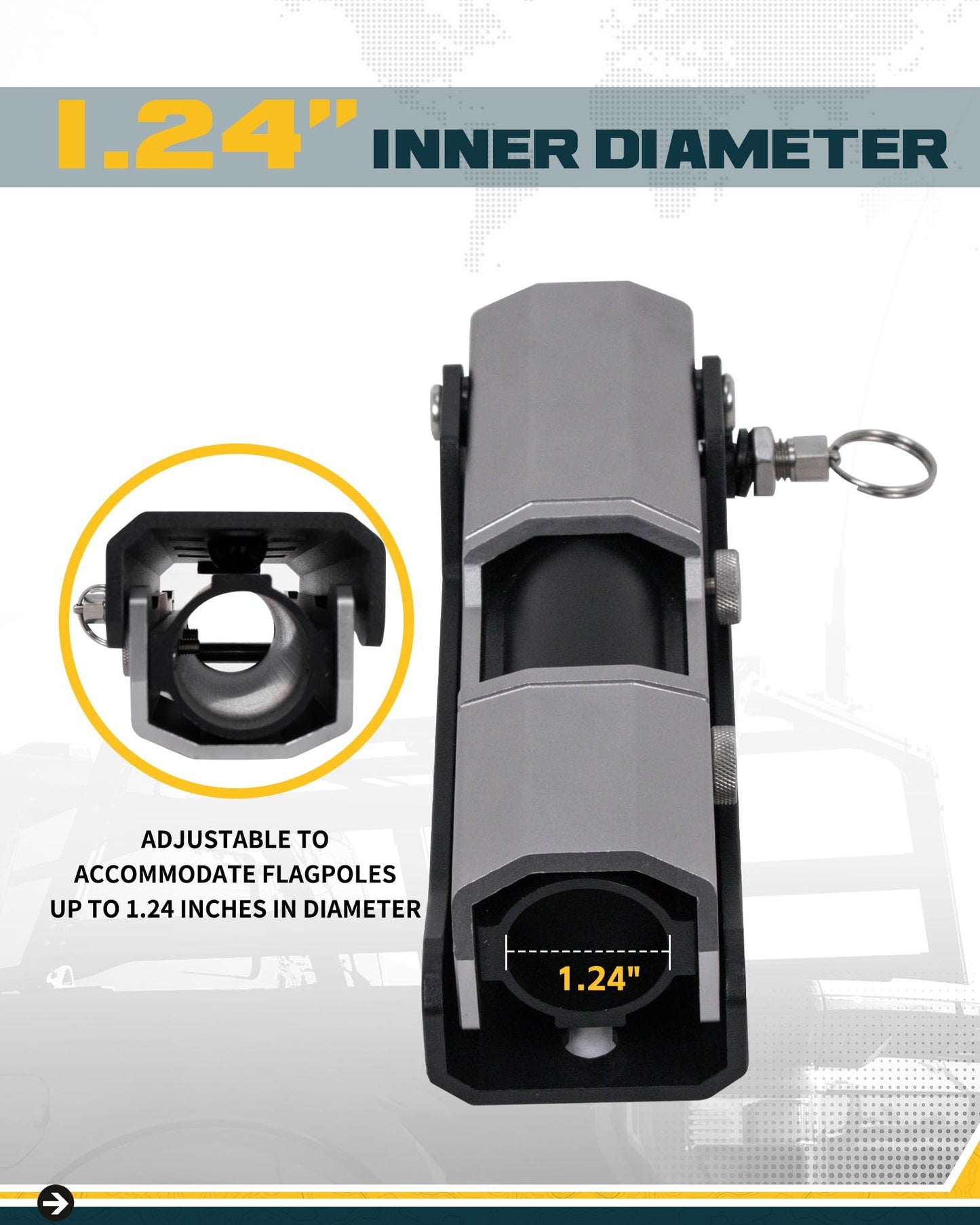 Trumgeta Foldable Flag Pole Mount - Universal Truck SUV Roof Rack