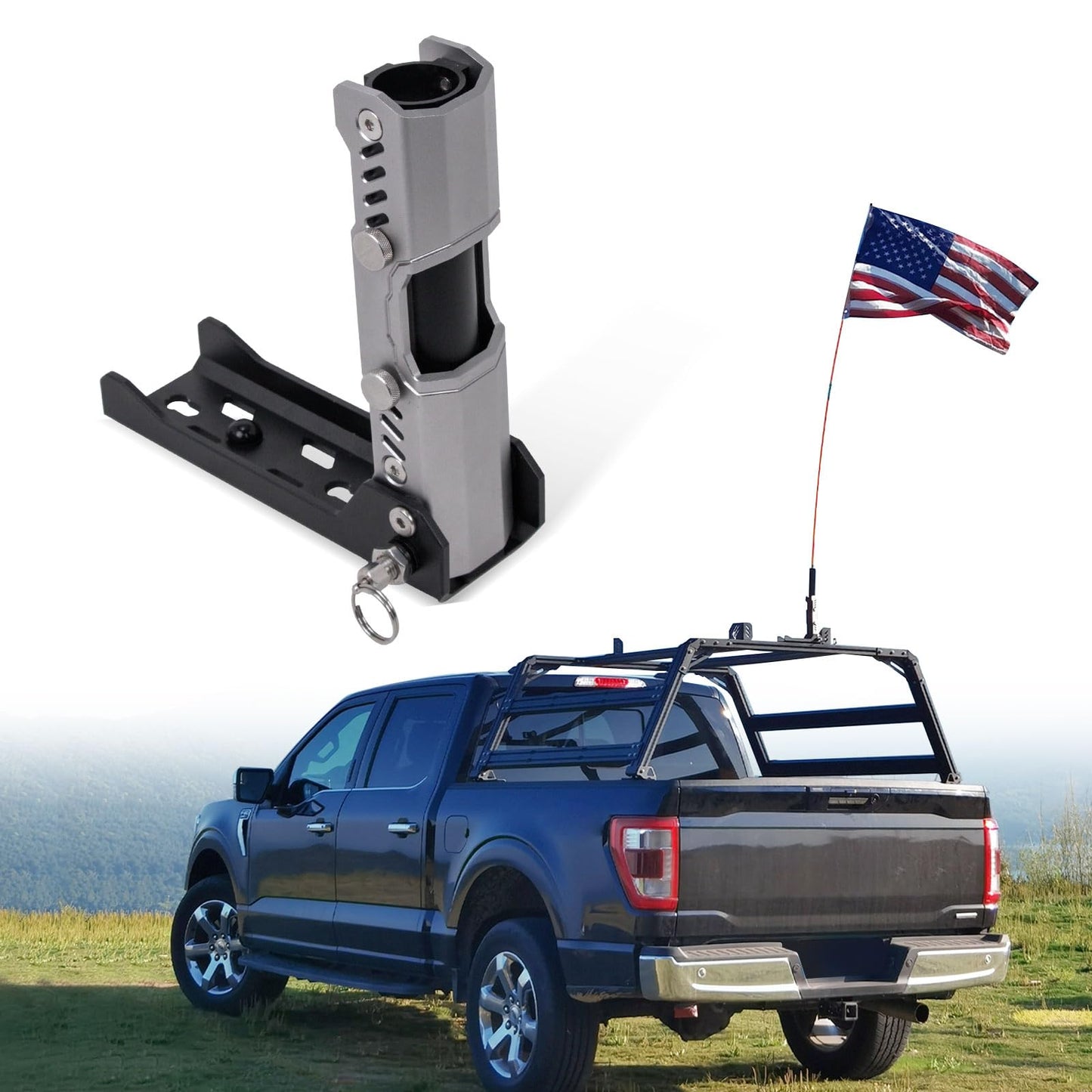 Trumgeta Foldable Flag Pole Mount - Universal Truck SUV Roof Rack