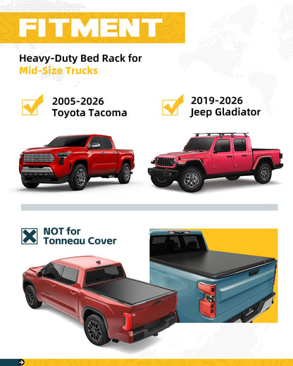 Trumgeta 800lb Truck Ladder Rack - Tacoma Gladiator Mid-Size