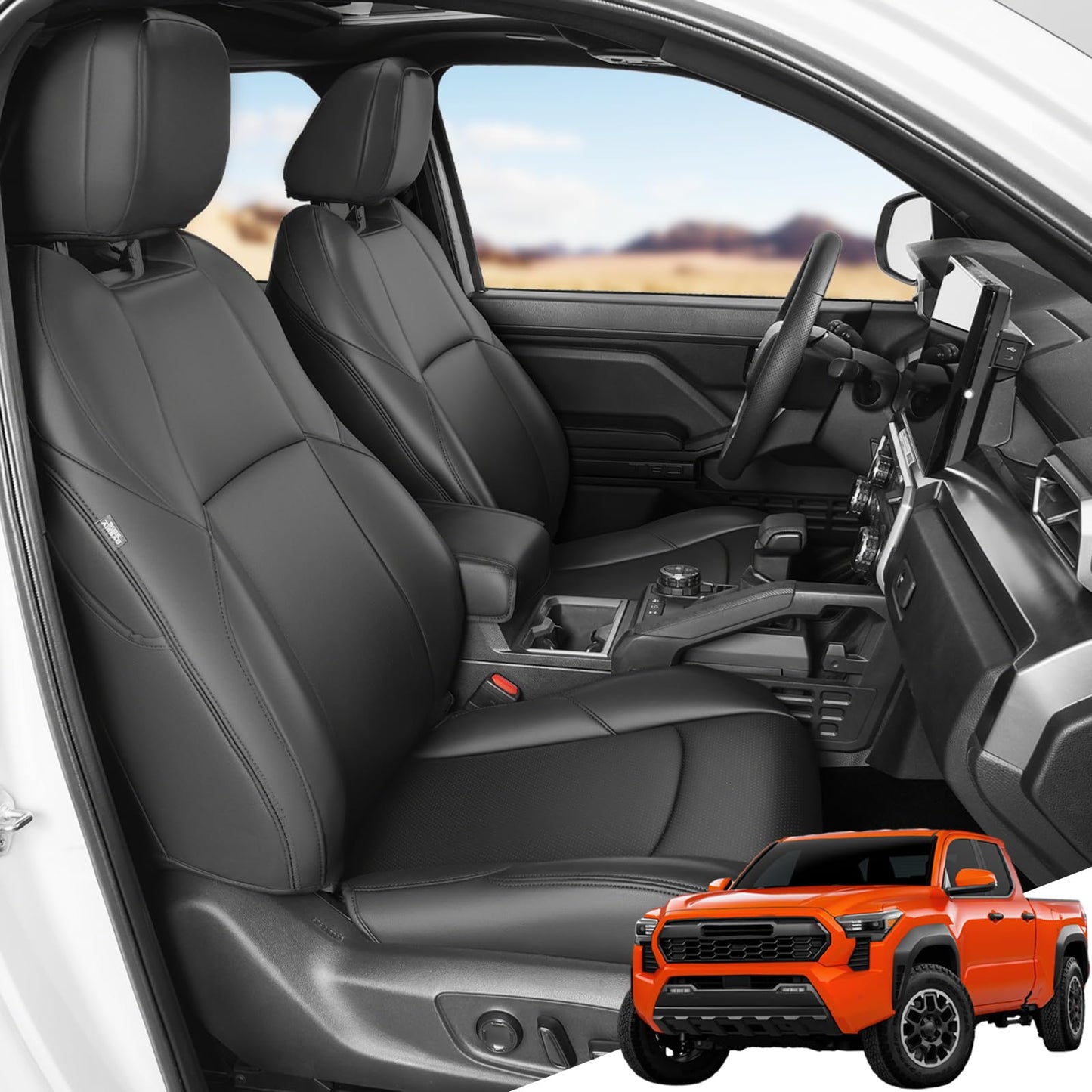 Trumgeta Leather Seat Covers - 2024-2026 Tacoma Full Set Black