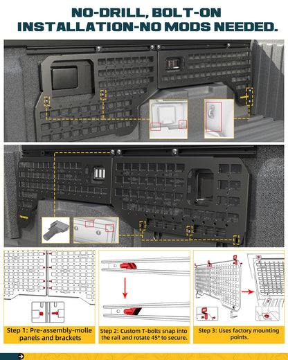 Trumgeta Side Bed MOLLE Panel - 2024-2026 Toyota Tacoma 5ft Bed