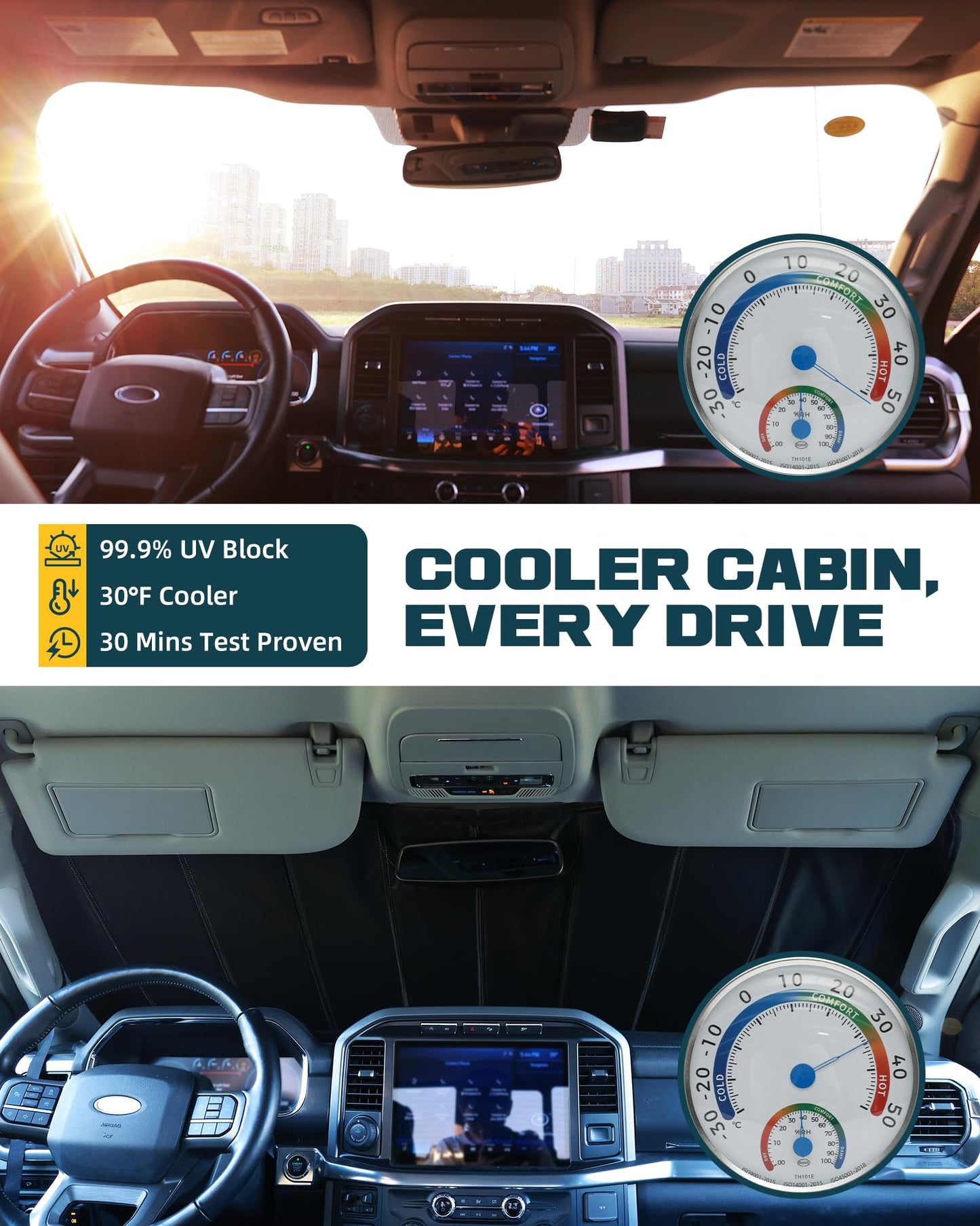 Trumgeta Windshield Sun Shade - Ford F-150 2021-2026 UV Blocking