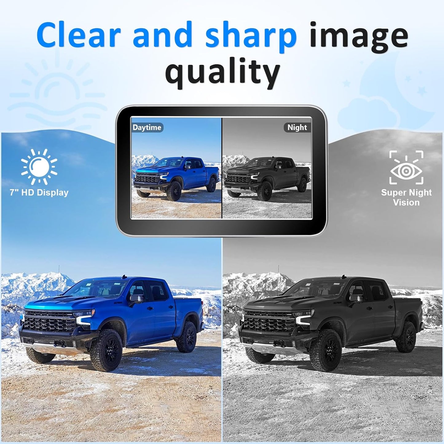 ﻿Wireless Backup Camera for Trucks - 7 Inch Monitor