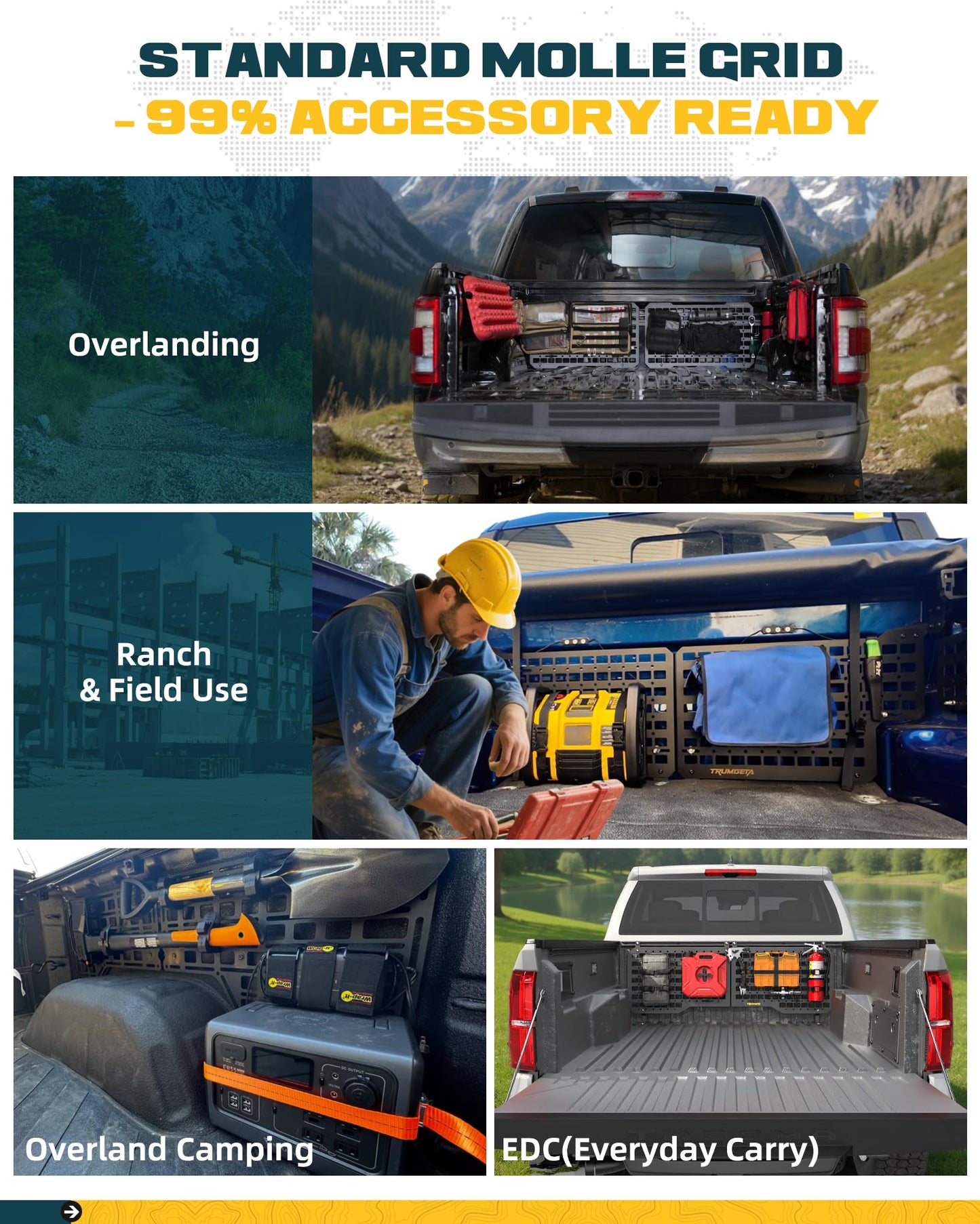 Trumgeta Side Bed MOLLE Panel - 2024-2026 Toyota Tacoma 5ft Bed