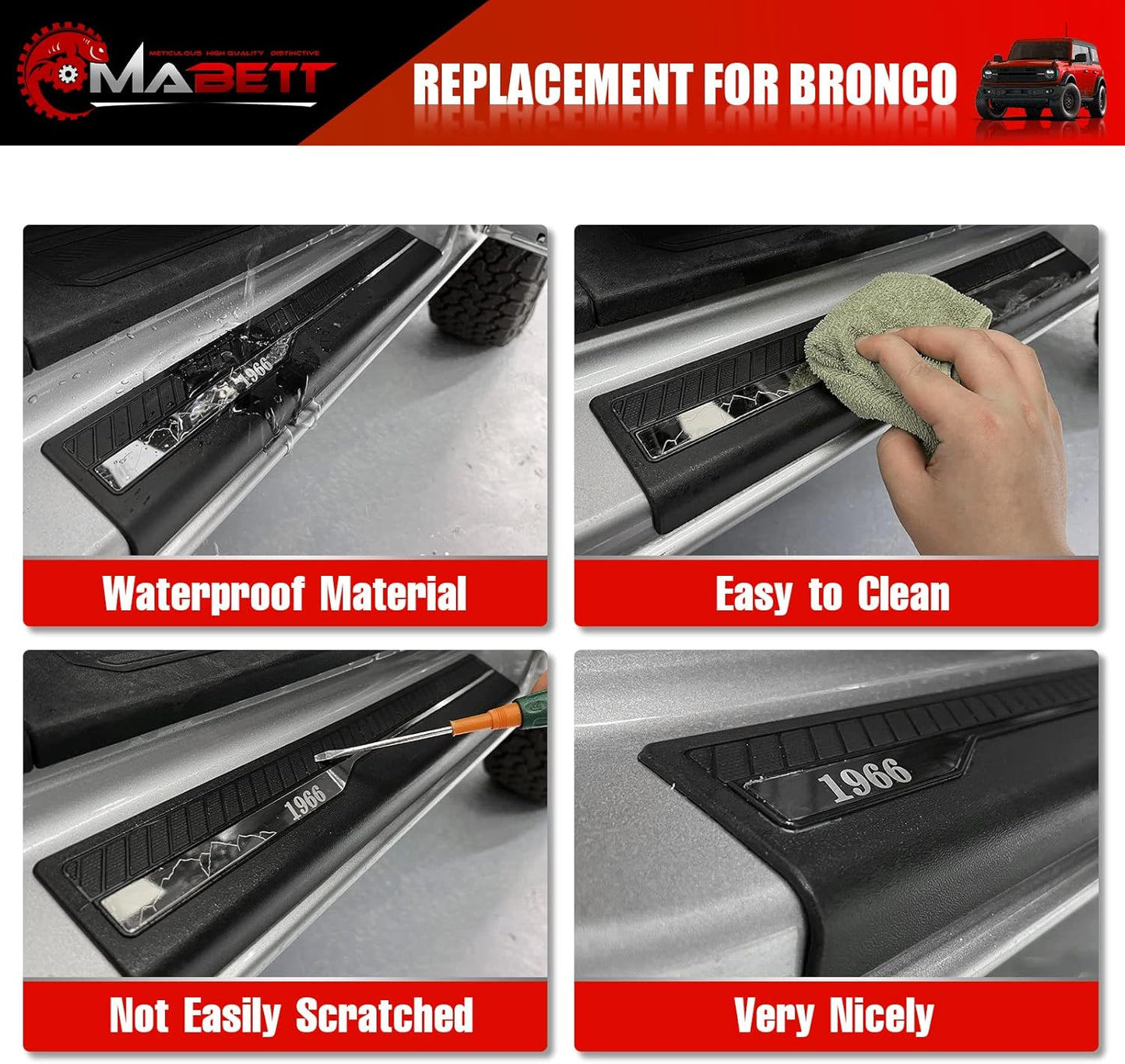 Door Edge Guards for Ford Bronco Accessories 2021-2025 4 Door, Bronco Door Sill Protectors