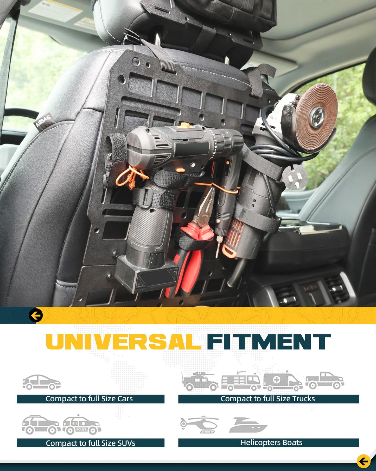 Trumgeta Seat Back MOLLE Panel - Universal Truck Organizer