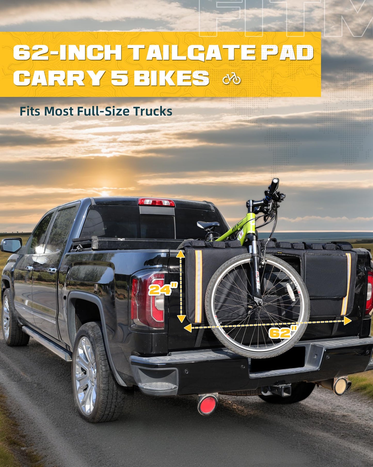 Trumgeta 62" Tailgate Bike Pad - Holds 5 Bikes Full-Size Trucks