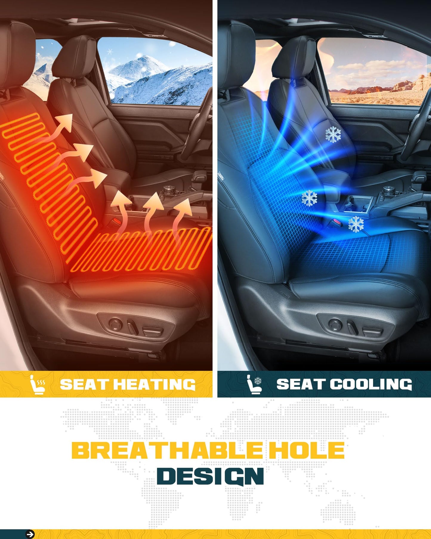 Trumgeta Leather Seat Covers - 2024-2026 Tacoma Full Set Black