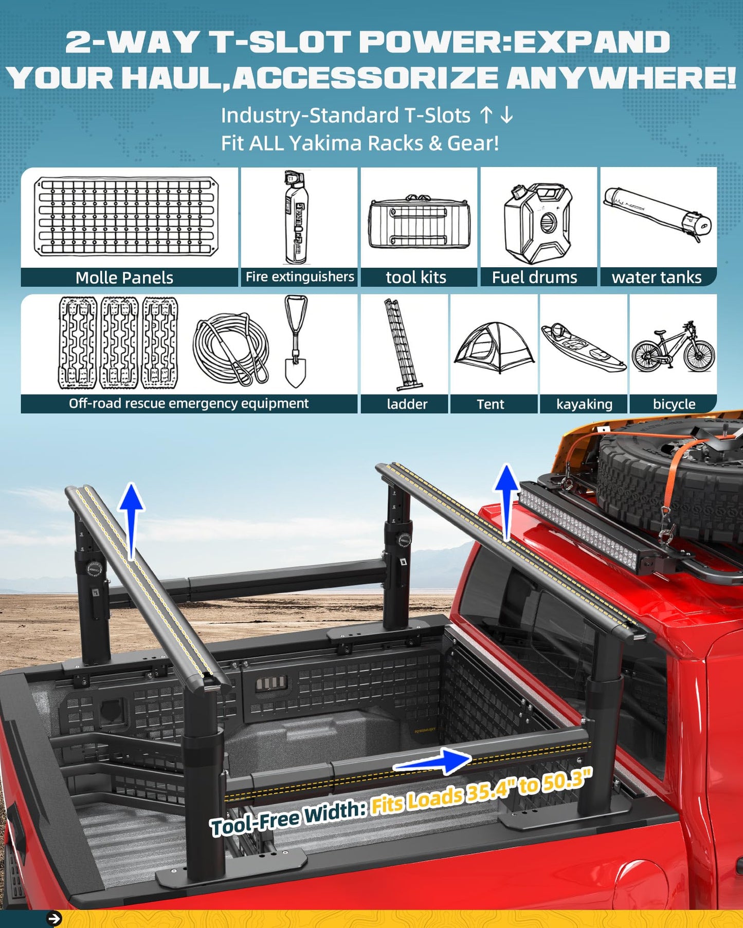 Trumgeta 800lb Truck Ladder Rack - Tacoma Gladiator Mid-Size