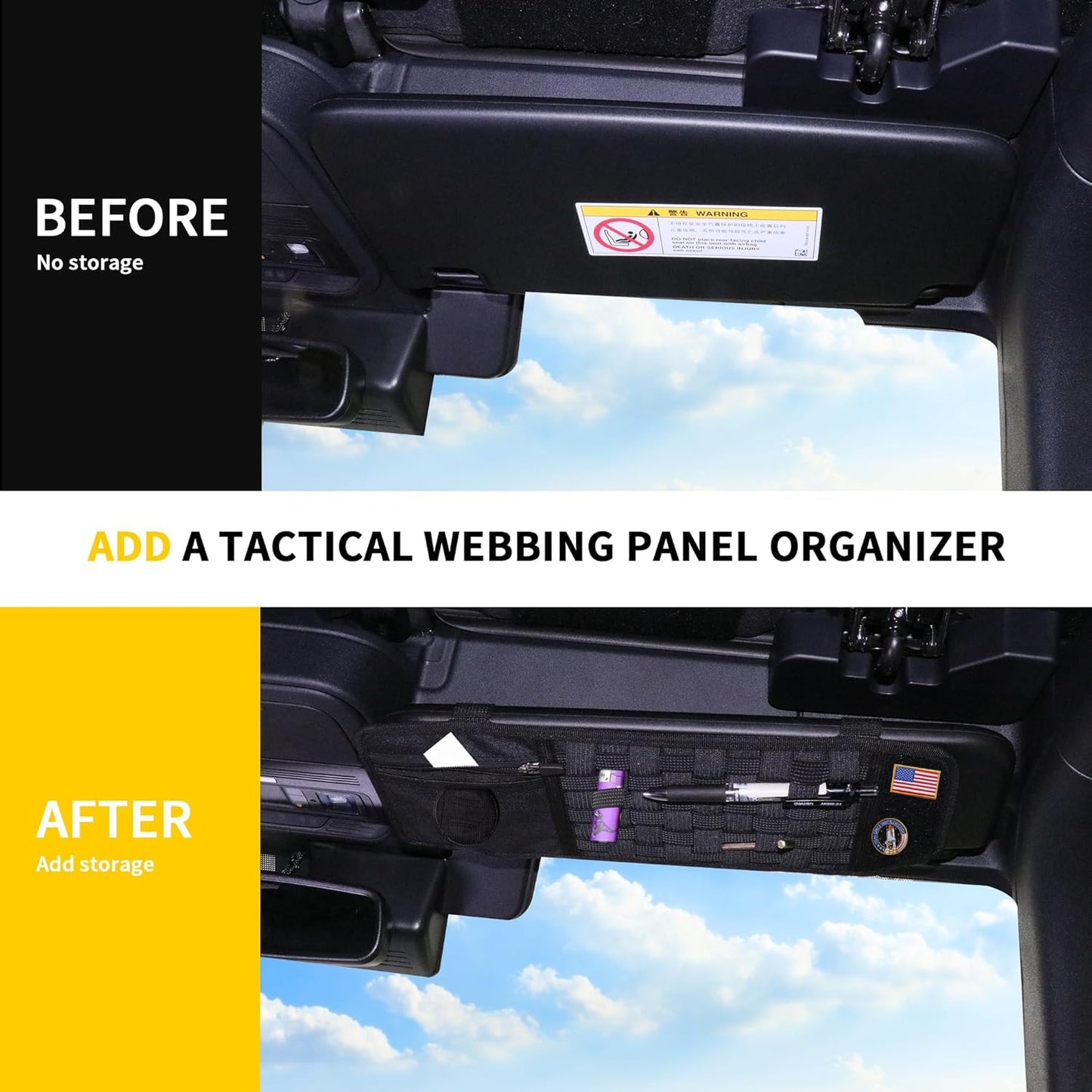 Tactical Sun Visor Organizer Visor Storage Compatible with 2021-2025 Ford Bronco 2/4 Door