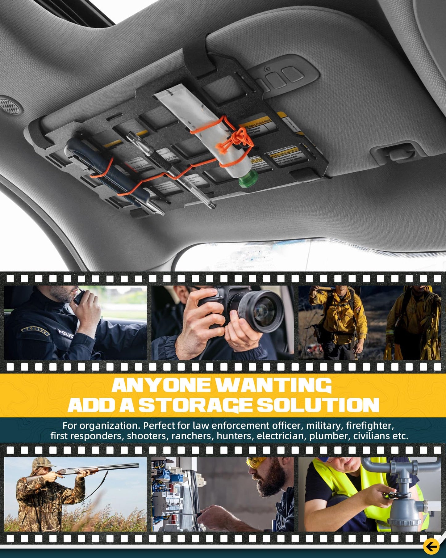 Trumgeta 7x13" Sun Visor MOLLE Panel - Universal Vehicle Organizer