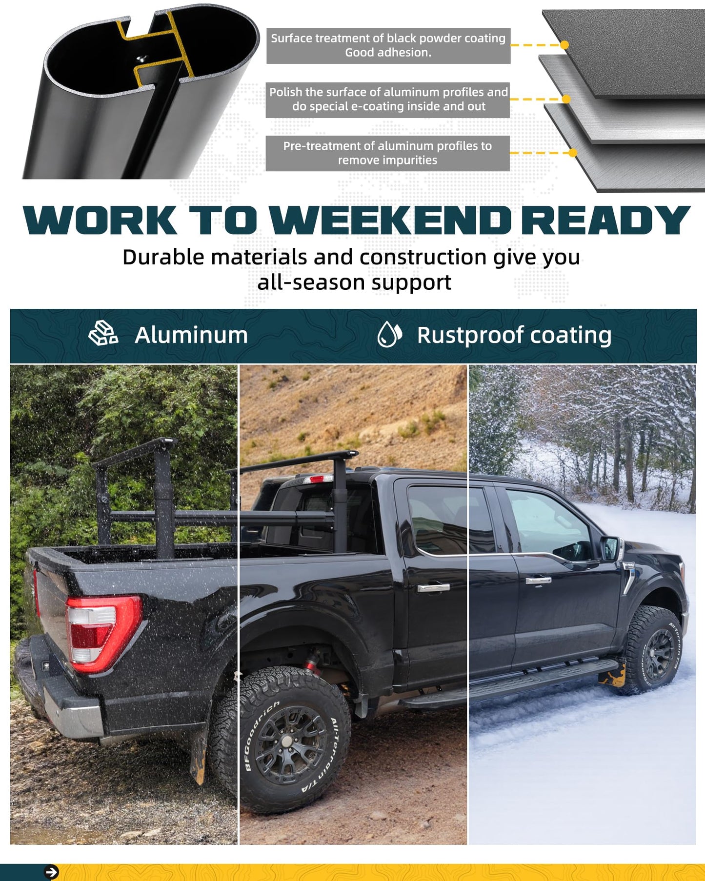 Trumgeta 800lb Truck Ladder Rack - F150 Ram 1500 Silverado