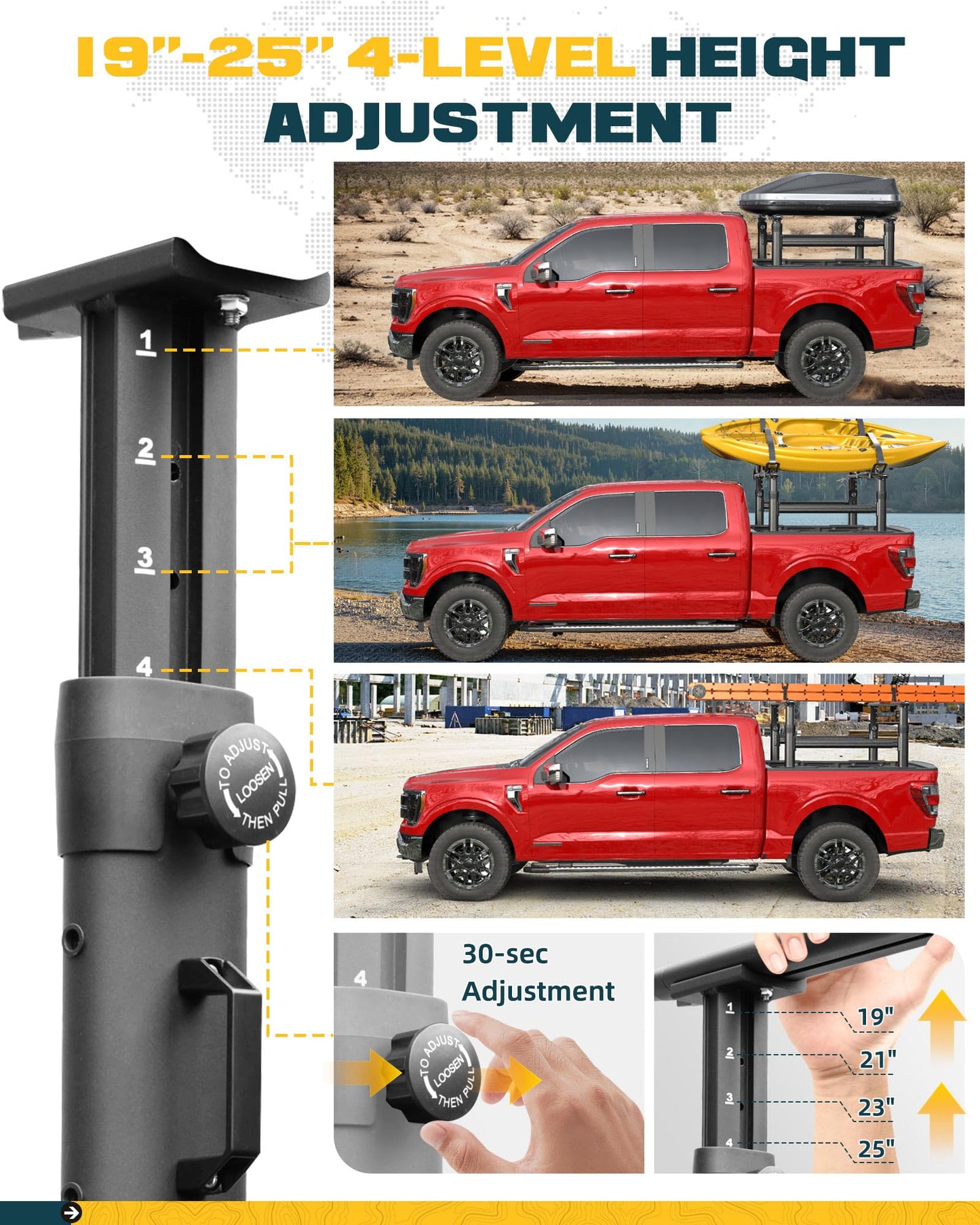 Trumgeta 800lb Truck Ladder Rack - F150 Ram 1500 Silverado