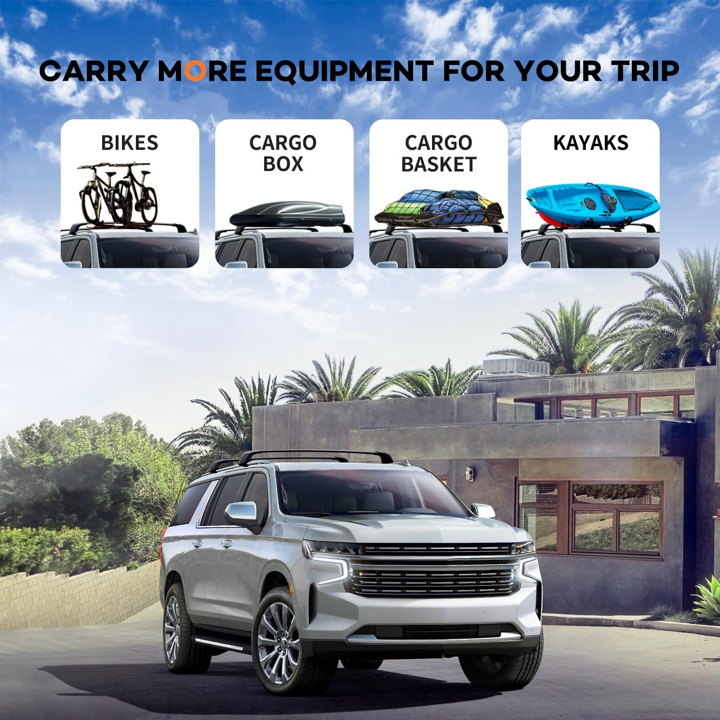 Roof Racks Cross Bars Fit for 2021-2024 Chevrolet Tahoe and Suburban, Yukon and Yukon XL