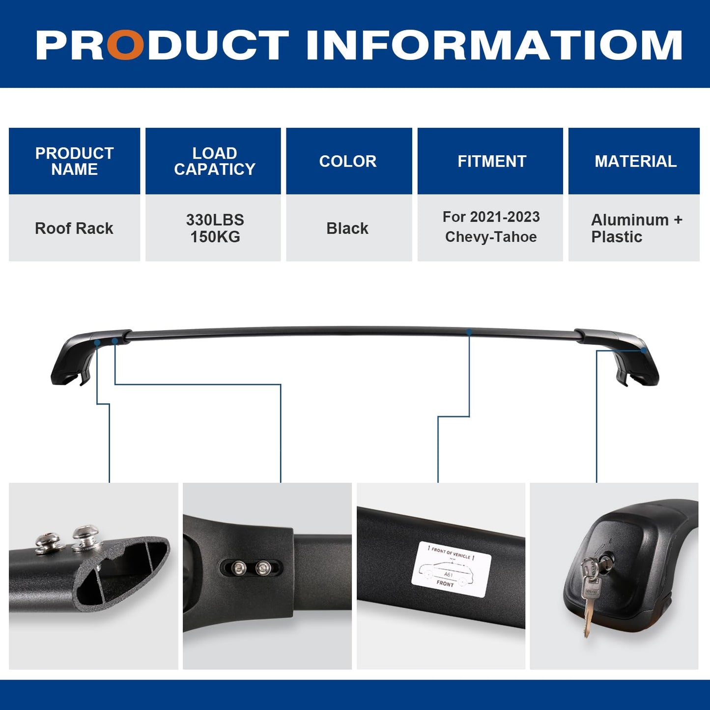 Roof Racks Cross Bars Fit for 2021-2024 Chevrolet Tahoe and Suburban, Yukon and Yukon XL